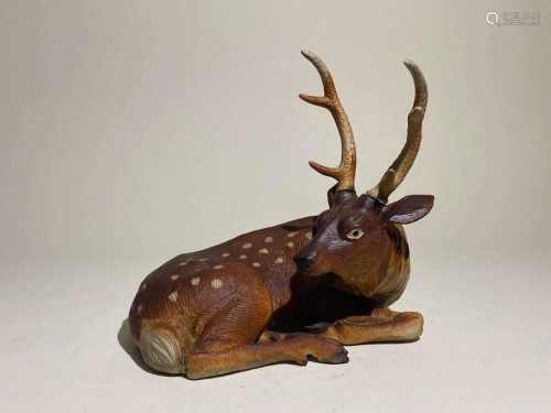 Unusual Chinese Porcelain Deer - Carved Porcelain