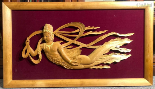 Japanese Carved Wood Flying Immortal Beauty