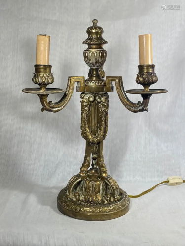 Bronze Lamp with Rams Head