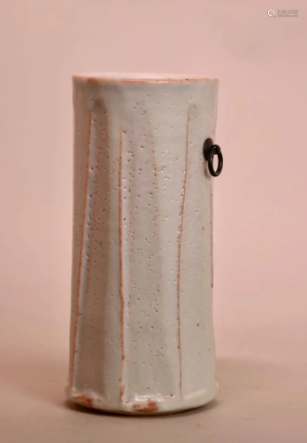 Japanese Wall Vase - White Shino Glaze