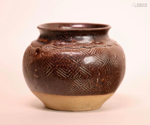 Antique Chinese Pottery Jar with Collector Calligraphy