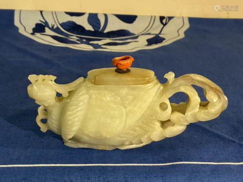 Chinese Ming Nephrite Jade Teapot - Pheonix