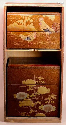 Japanese Meiji Lacquer Stacked Box - Dated 42nd Year
