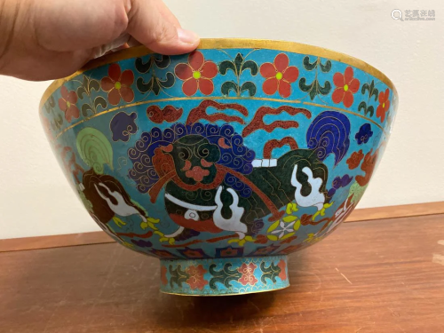Chinese Cloisonne Bowl with Foodog