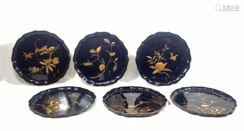 Fine Set of Japanese Meiji Period Lacquer Dishes