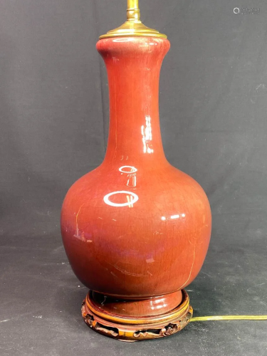 Chinese Oxblood Porcelain Vase Lamp