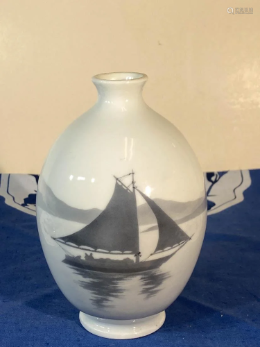 Japanese Studio Porcelain Vase - Boat