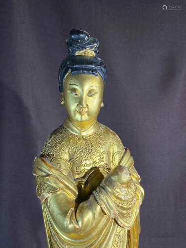 Chinese Gold Lacquer on Wood Figurine