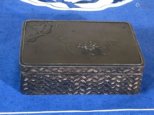 Signed Japanese Mixed Metal Box - Cherry Blossom