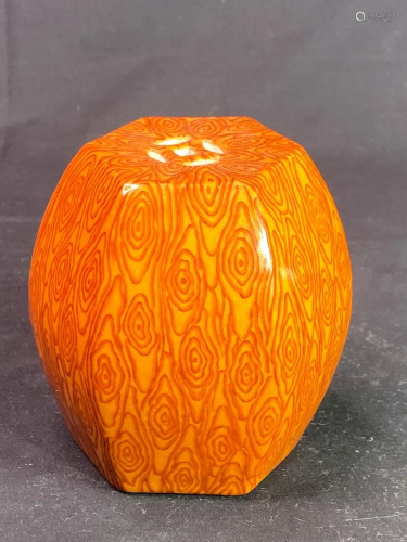 Chinese Scholar Porcelain Paper Weight with Wood Grain