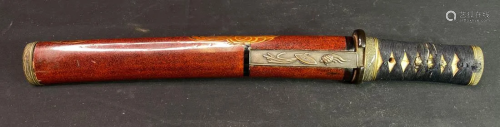Japanese Samurai Tanto with Red Lacquer Shealth