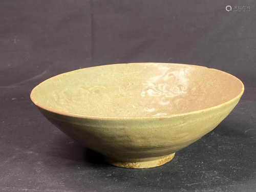 Korean Celadon Porcelain Bowl with Molded Design