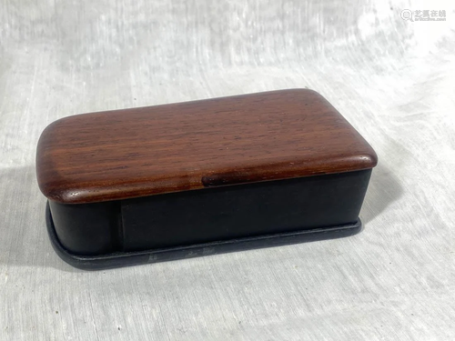 Chinese Duan Inkstone with Rosewood Cover