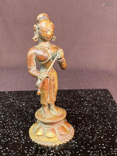 Antique Indian Bronze Muscian with Flute