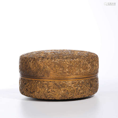 A CHINESE GILT-BRONZE BOX AND COVER