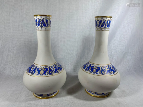 pair of Continental Art Porcelain Vases