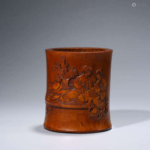 A CHINESE BAMBOO CARVING BRUSHPOT