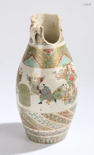 Chinese porcelain vase, with elephant head form handles, the body decorated with figures watching