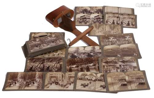 Early 20th century stereoscope with accompanying box of images from Japan