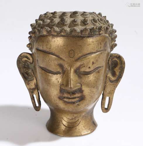 Tibetan bronze head, 11cm high