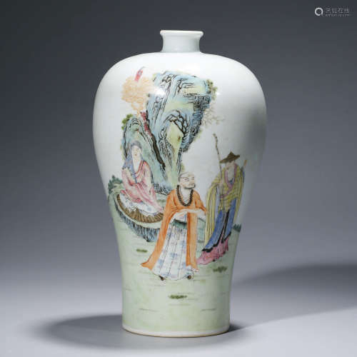 A CHINESE FAMILLE ROSE PORCELAIN VASE, MEIPING MARKED YONG ZHENG