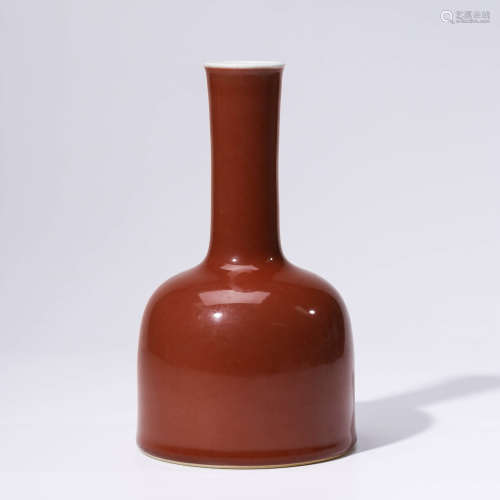 A CHINESE RED-GLAZED PORCELIAN VASE MARKED KANG XI