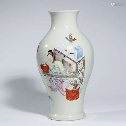 A CHINESE WUCAI PORCELAIN STORY VASE MARKED YONG ZHENG