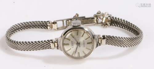 Croff 9 carat white gold ladies wristwatch, the signed silver dial with baton markers, manual wound,