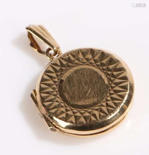 9 carat gold locket, of circular form, 2.5g