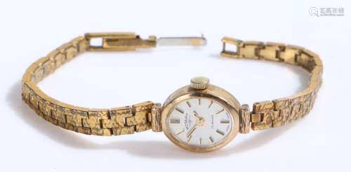 Rotary 9 carat gold ladies wristwatch, the signed white dial with baton markers, manual wound, the