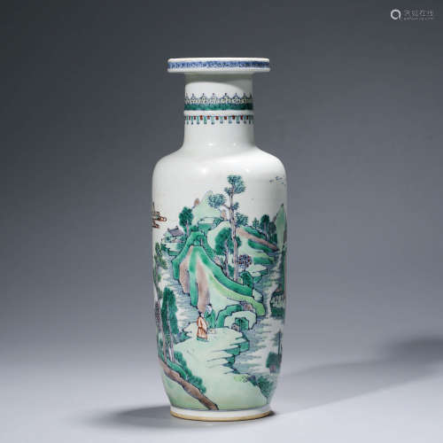 A CHINESE DOUCAI PORCELAIN MOUNTAIN AND RIVER VASE