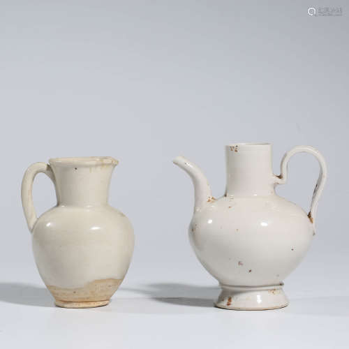 A SET CHINESE DING-TYPE WHITE-GLAZED PORCELAIN WINE VESSELS