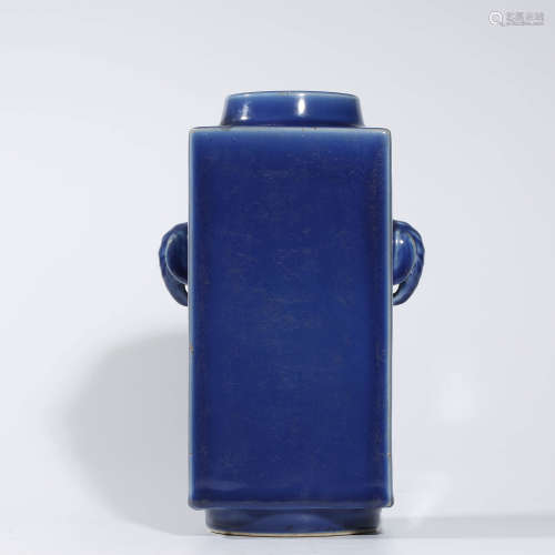 A CHINESE BLUE-GLAZED PORCELAIN VASE, CONG MARKED GUANG XU