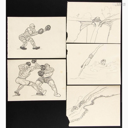 ROMANO DAZZI Rome, 1905 - La Lima, 1976 - Five drawings