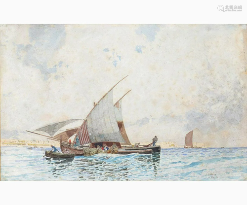 EDUARDO DALBONO Naples, 1841 - 1915 - Fishing boat in