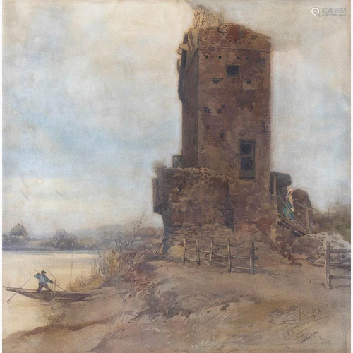 ONORATO CARLANDI Rome, 1848 - 1939 - Ruin with