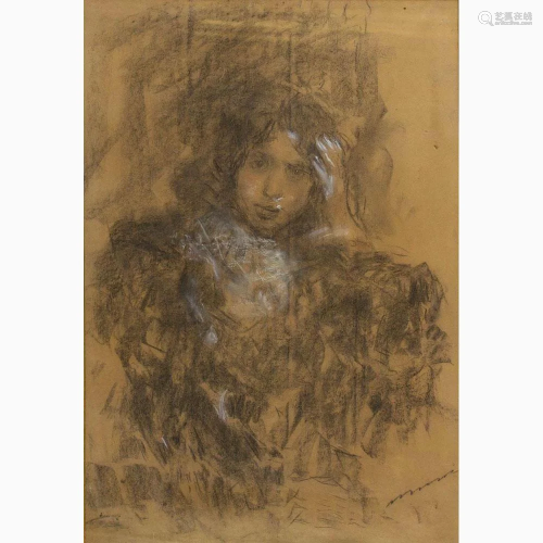 ANTONIO MANCINI Rome, 1852 - 1930 - Figure of a girl