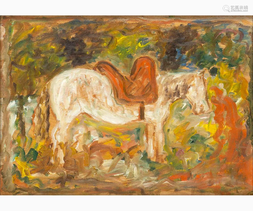 GIUSEPPE CESETTI Tuscania, 1902 - 1990 - White pony nÂ°