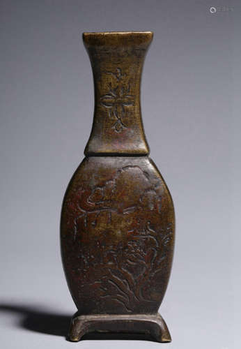 CHINESE BRONZE FLOWER VASE