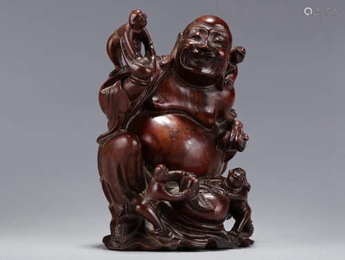 CHINESE CARVED WOOD BUDDHA