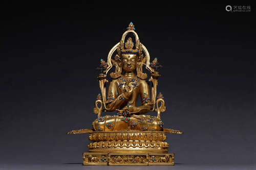 CHINESE GILT BRONZE BUDDHA