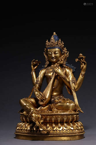 CHINESE GILT BRONZE BUDDHA