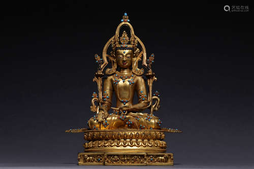 CHINESE GILT BRONZE BUDDHA