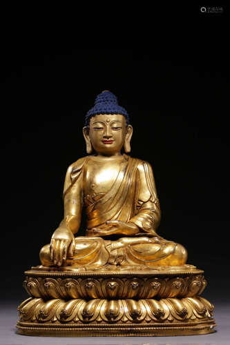 CHINESE GILT BRONZE BUDDHA