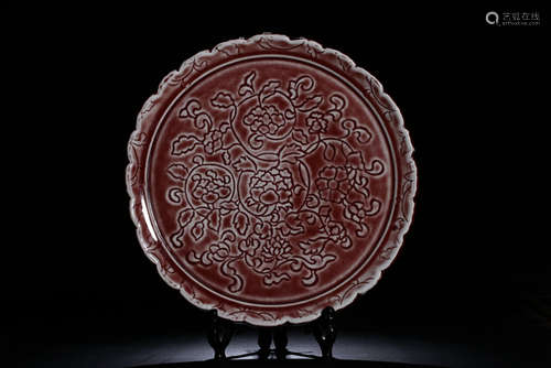 CHINESE RED GLAZED PLATE