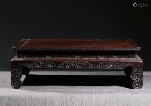 CHINESE CARVED MEIZHIHONG WOOD TEA TABLE