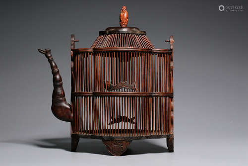 CHINESE CARVED BAMBOO CAGE