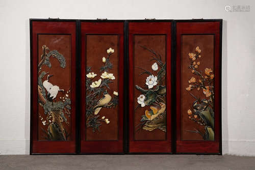 SET OF CHINESE CARVED WOOD ORNAMENT