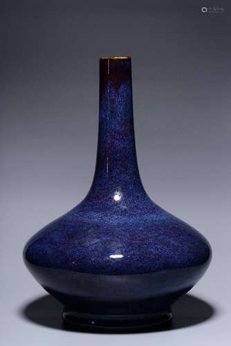 QIANLONG MARK, CHINESE FLAMMED GLAZED LONG-NECK VASE