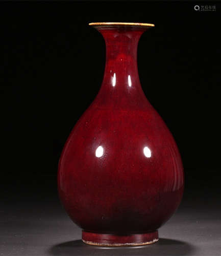 CHINESE FLAMMED GLAZD VASE